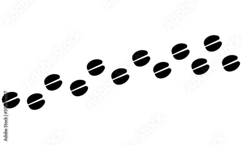 Footprint icons set. Human, shoeprints, dog, cat, tiger, lion, fox, wolf, bear, elephant, sheep, cow, horse, deer, kangaroo, lizard, hippo. Illustration EPS10