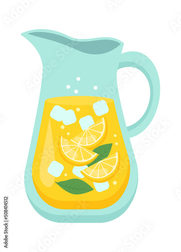 Jug of cold lemonade. Vector illustration