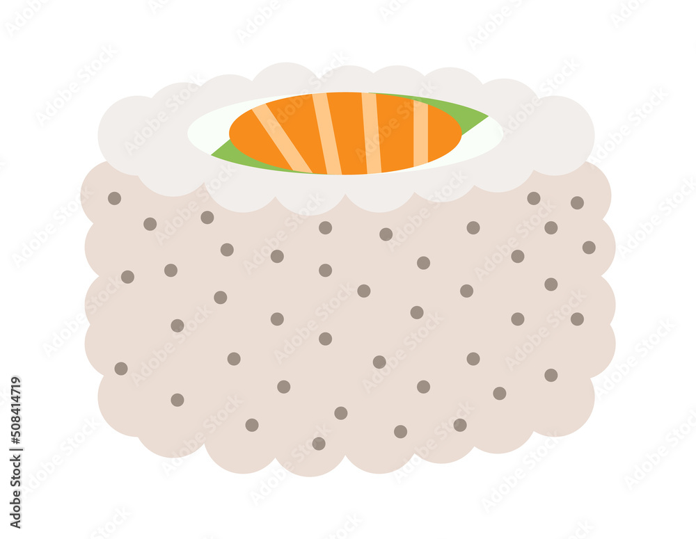 Sushi rolls with red fish Japanese Food. Vector illustration Sushi rolls with red fish Japanese Food. Vector illustration