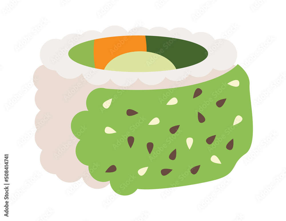 Sushi rolls with seaweed Japanese Food. Vector illustration
