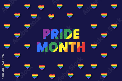 Pride month 2022, 2023, 2024 LGBTQ Pride Flag Colours Rainbow Pride symbol with heart,LGBT, minorities, gays and lesbians sign,logo,icon Background photo