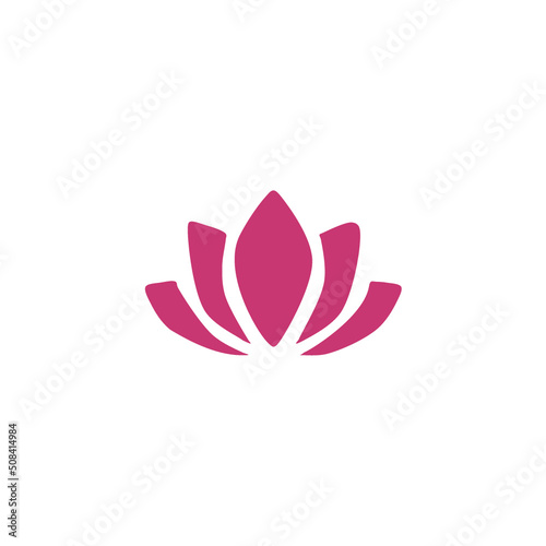 Pink hand drawn lotus icon logo
