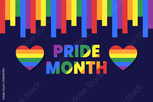 ride month 2022, 2023, 2024 LGBTQ Pride Flag Colours Rainbow Pride symbol with heart,LGBT, minorities, gays and lesbians sign,logo,icon Background