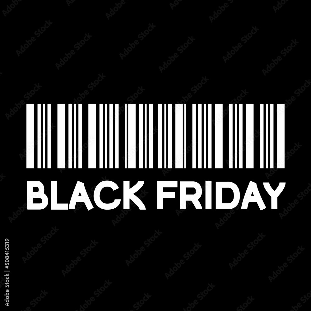Black Friday sale. Barcode and text Black Friday sale. Barcode and text