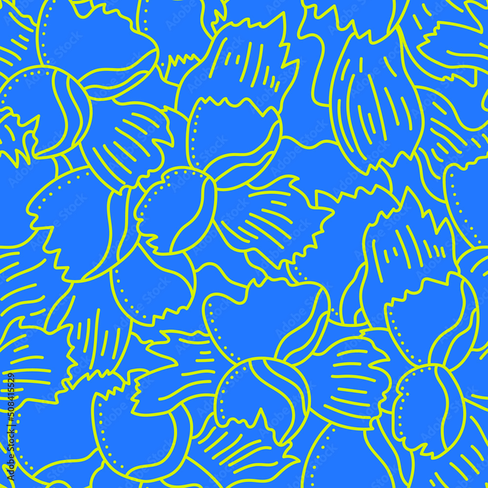 Seamless colorful pattern with abstract flowers and leaves