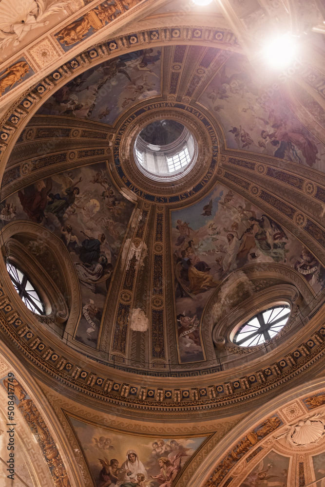 beautiful interior of italian catholic church antique architecture