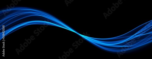 Blue abstract wave. Magic line design. Flow curve motion element. Neon gradient wavy illiustration.