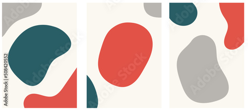 Collection of modern simple minimalistic abstraction colored geometric shapes on a white background