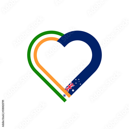 unity concept. heart ribbon icon of india and australia flags. vector illustration isolated on white background