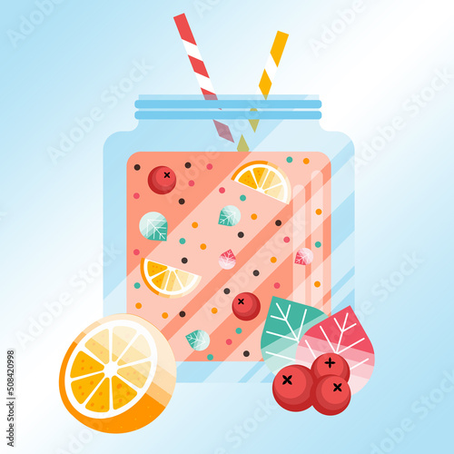 векторная иллюстрация весеннего смузи с вишневым вкусом
