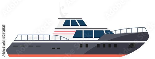 Party boat icon. Coast ship. Nautical transport