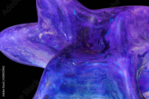 Abstract neon liquid drop on black background