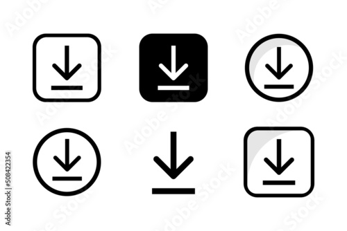 Set of download icon symbol isolated on white background. Vector illustration