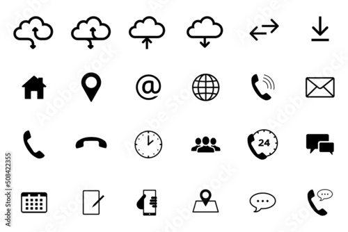 Business icon set for web and mobile. Contact us Communication set. Flat style vector illustration