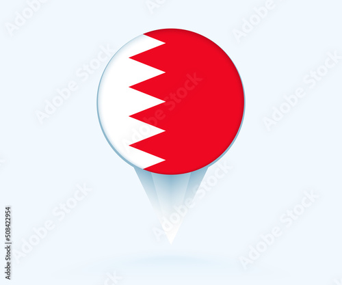 Map pointer with flag of Bahrain.