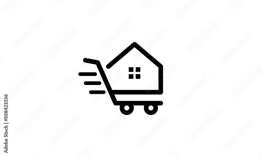 shopping cart home logo icon vector template, shopping, online, go shop, property.