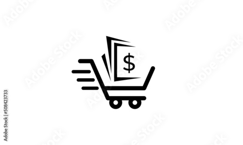 shopping cart money logo icon vector template, shopping, online, go shop, financial.