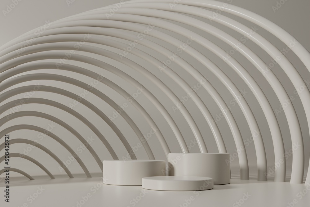 rendering podium with geometric platform for product display. 3d rendering background