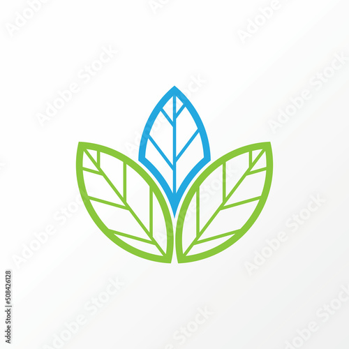 Unique but simple three or triple leaf or leaves on middle and side image graphic icon logo design abstract concept vector stock. Can be used as a symbol related to nature or herb