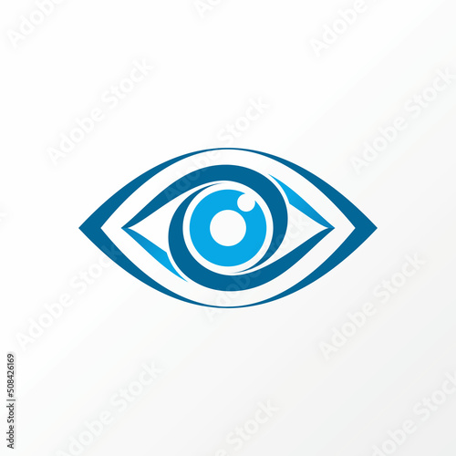 Very unique but simple flip or backword line art out eye on ellipse image graphic icon logo design abstract concept vector stock. Can be used as a symbol related to health or focus