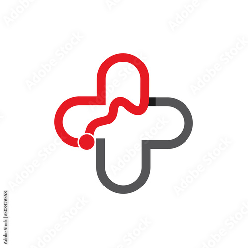 medical symbol with heartbeat concept and online symbol
