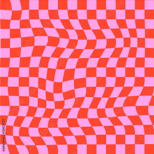 Seamless Repeat Modern Wavy Trendy Warped Checkered Check Pattern