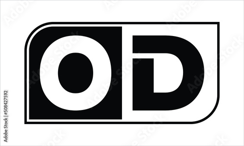 OD letter logo, creative rectangular round shape logo design vector template.  lettermrk, wordmark, monogram symbol on black & white bg.