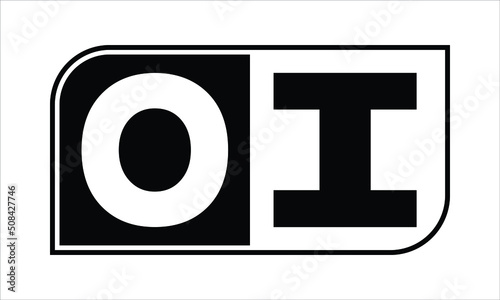 OI letter logo, creative rectangular round shape logo design vector template.  lettermrk, wordmark, monogram symbol on black & white bg.
