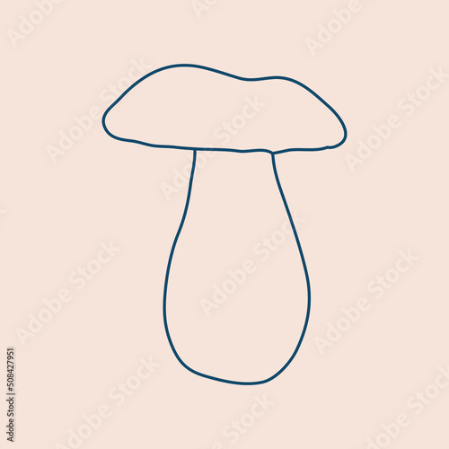 Doodle logo. Hand drawn forest wild mushroom background. Botanical vector pattern. Healthy food vector illustration for menu design, label, icon, recipe, packaging, web. Cute Wallpaper. 