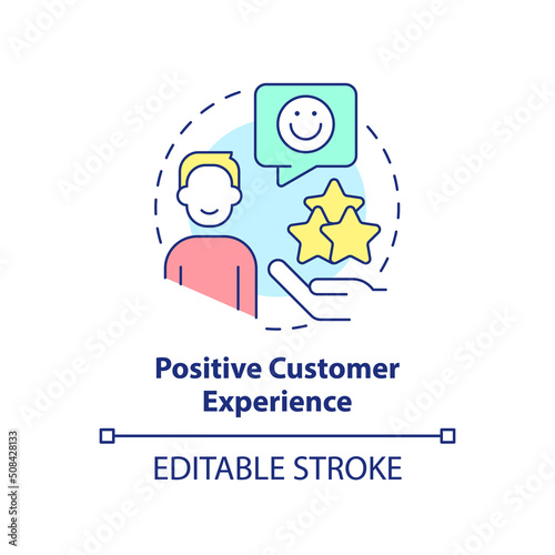 Positive customer experience concept icon. Selling trend abstract idea thin line illustration. Build consumer loyalty. Isolated outline drawing. Editable stroke. Arial, Myriad Pro-Bold fonts used