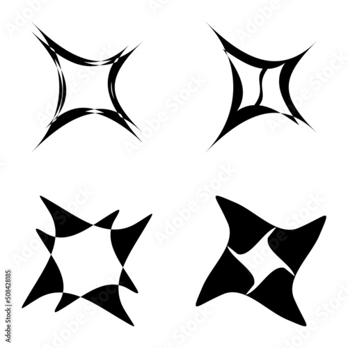 Abstract_4star Flat Icon Set Isolated On White Background