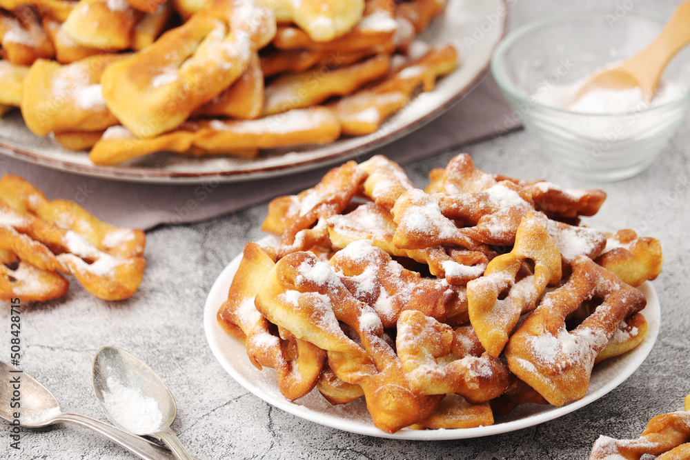 Angel wings, traditional sweet crisp pastry Angel wings, traditional sweet crisp pastry