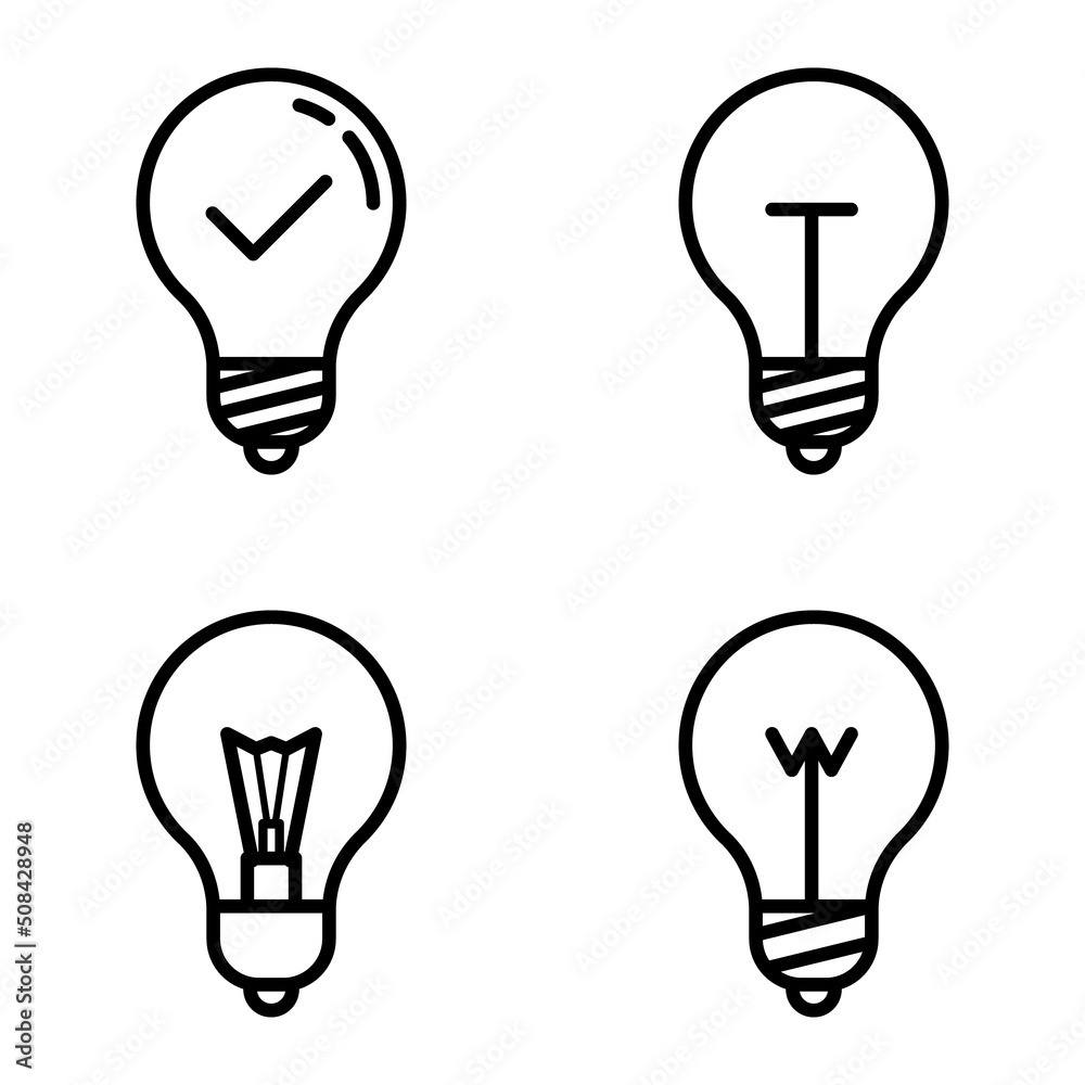 Lightbulbs1-3 Flat Icon Set Isolated On White Background Lightbulbs1-3 Flat Icon Set Isolated On White Background