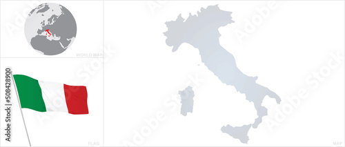 Italy map and flag. vector