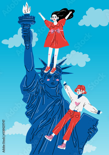 Close up of the statue of liberty, New York City.