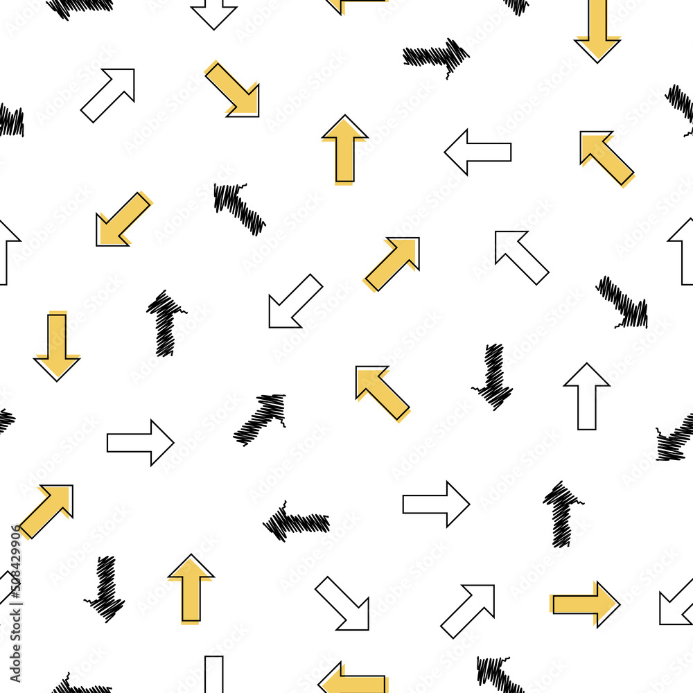 Seamless pattern with isolated arrows on a white background. Seamless pattern with isolated arrows on a white background.