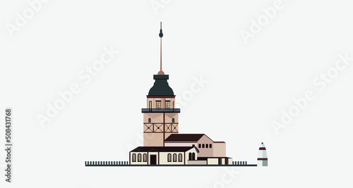 the maiden tower kiz kulesi - Turkey,Istanbul graphic element Illustration template design
