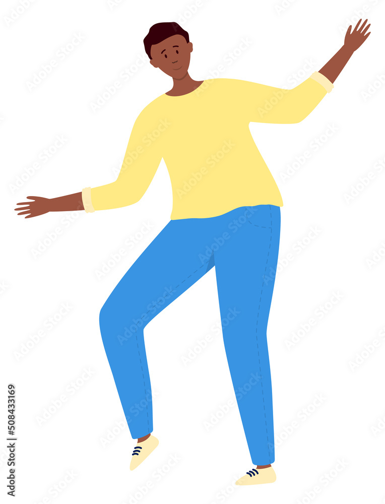 Active black guy dancing in hapiness. Excited person Active black guy dancing in hapiness. Excited person