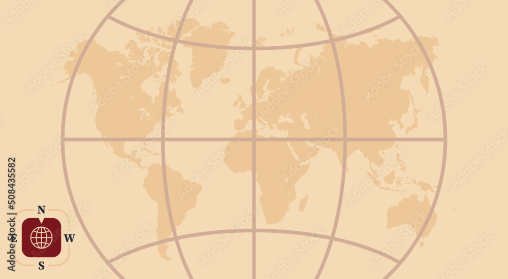 Fototapeta premium Discovery earth map and world map flat vector illustration. 