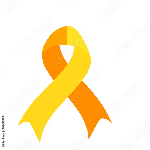 World suicide prevention day awareness and support ribbon in orange and yellow color