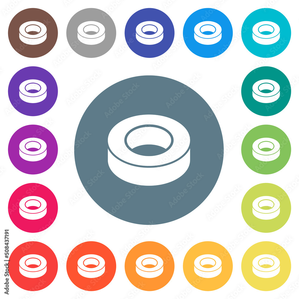 Insulating tape flat white icons on round color backgrounds Insulating tape flat white icons on round color backgrounds