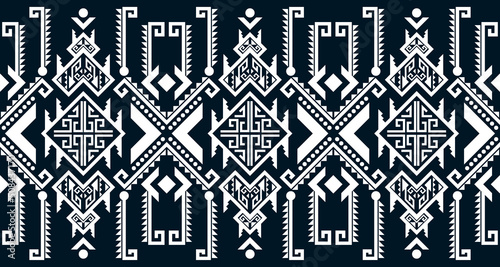 Abstract ethnic geometric print pattern design repeating background texture in black and white. EP.8