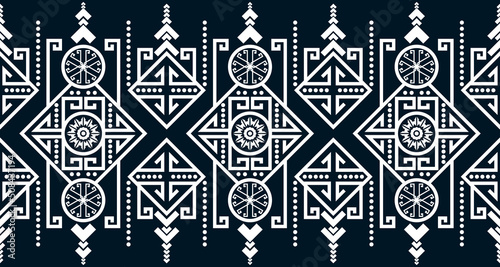 Abstract ethnic geometric print pattern design repeating background texture in black and white. EP.10