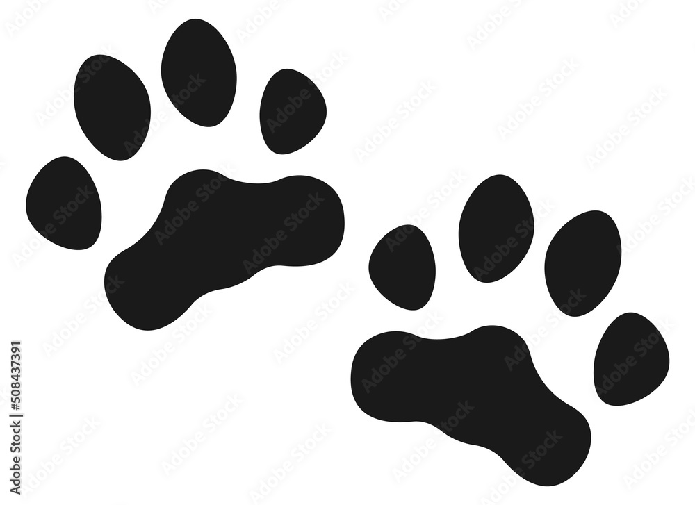 Cat paws print. Black pet foot marks Cat paws print. Black pet foot marks
