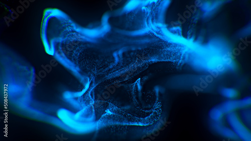 Fluid abstract 3d particles. Abstract background in digital style. Smoke and Fire simulations. Colorful backgrounds moving slowly. Glow backgrounds with chromatic aberration. 