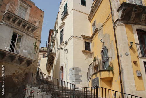 houses and stair in ragusa in sicily (italy) 