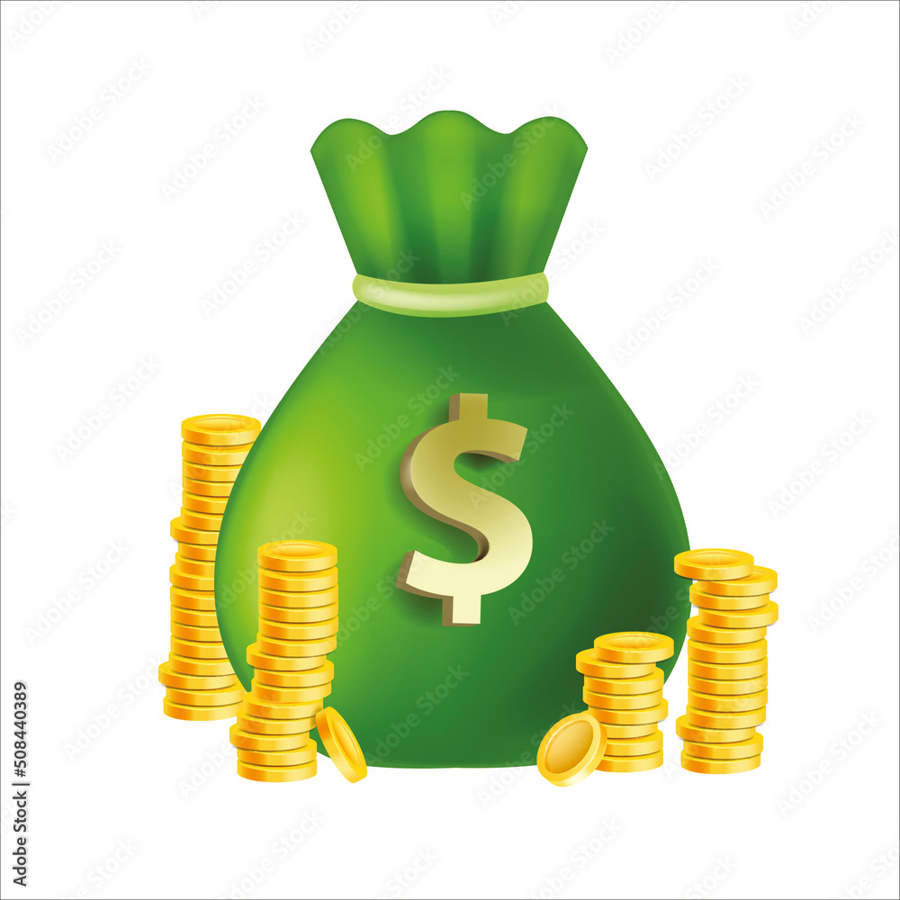 3D money bag, green vector finance sack icon, dollar sign, golden coin stack, cash moneybag illustration. Business cartoon budget planning clipart, bank saving currency concept. Investment money bag 3D money bag, green vector finance sack icon, dollar sign, golden coin stack, cash moneybag illustration. Business cartoon budget planning clipart, bank saving currency concept. Investment money bag