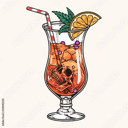 Alcoholic cocktail colorful emblem vintage