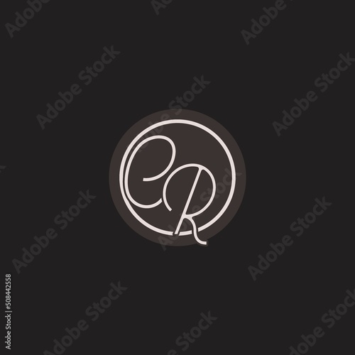 Initials CR logo monogram with simple circle line style