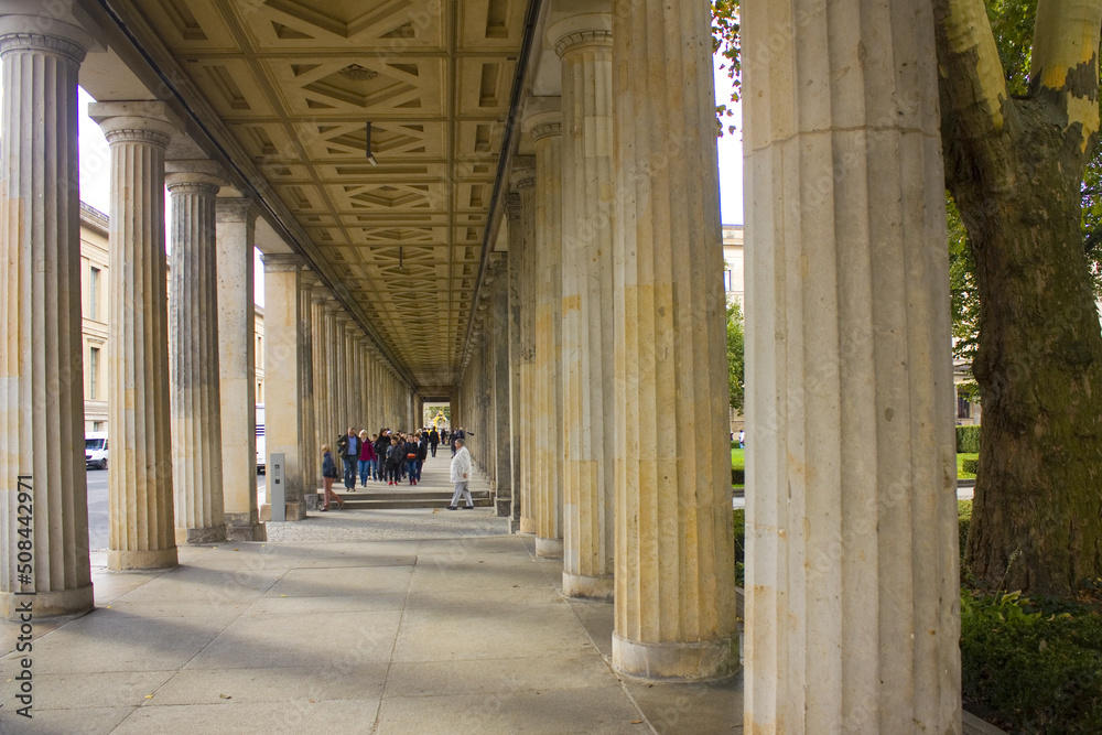 Colonnade courtyard in front of the entrance of the Alte Nationalgalerie (Old National Gallery) in Berlin